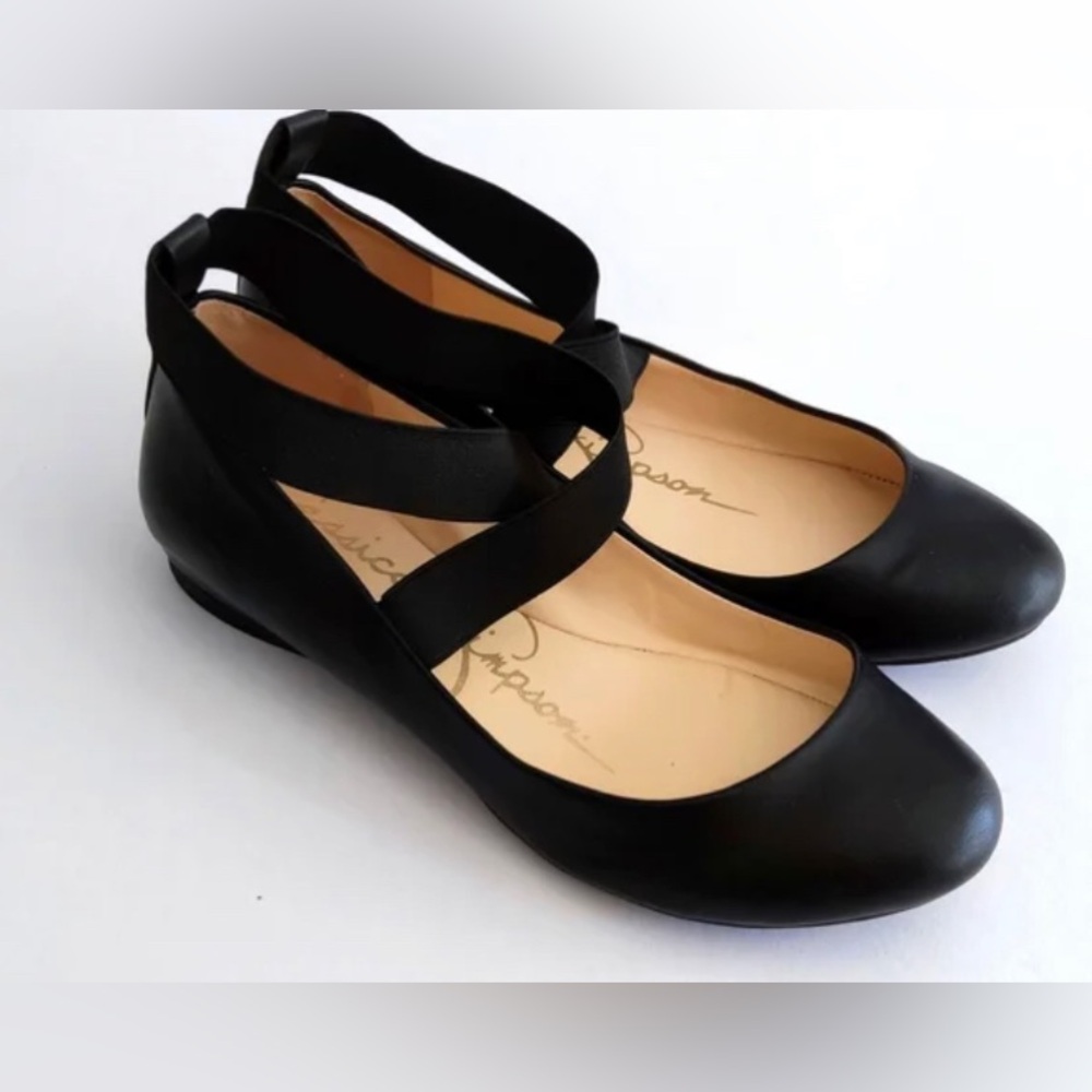 Jessica Simpson Black Ballet Mandays Flat Ankle Wrap Around Flats size 8.5